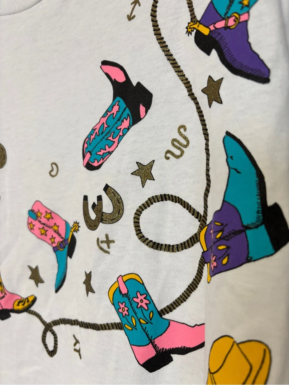 Vintage Womens Graphic Tee Size Medium Cowgirl Boots Rope Western Single Stitch - Picture 3 of 9